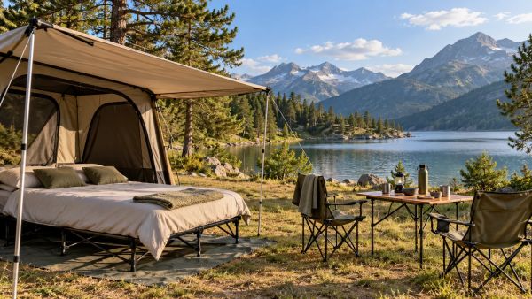Le lit double pliable camping pour des nuits plus confortables
